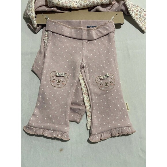 Huggie Baby wear 4 Piece Layette Set Girls 3m Organic Cotton Snaps Floral Bow - Picture 7 of 7